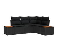 vidaXL Set Giardino 4 Pezzi con Cuscini, Rattan Nero, Moduli per Balcone e Veranda. Mobili per Patio, terrazza, Divano Resistente, Lettino per L'Estate