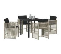 vidaXL Set Giardino 5 Pezzi con Cuscini Grigio Chiaro in Rattan Polietilene. Sedie Moderne da Esterno Antracite, Perfette per Patio o Balcone. Mobili Resistenti e Confortevoli con Design del Tavolo.