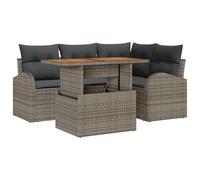 vidaXL Set Giardino 5 Pezzi con Cuscini, in Rattan Grigio. Mobili modulari per Esterno dal Design Rettangolare, con compartimento per la conservazione. Perfetti per terrazzo e Balcone.