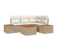 vidaXL Set Giardino 5 Pezzi in Rattan Sintetico con Cuscini Beige, Mobili Modulares per Balcone e Patio, Divano Lettino Impermeabile per L'Estate