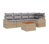 vidaXL Set Giardino 6 Pezzi con Cuscini Beige, in Rattan Sintetico e Legno di Acacia. Mobili da Esterno Perfetti per Il Salotto in Giardino o sul Balcone.