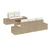 vidaXL Set Giardino 6 Pezzi con Cuscini | Divano Rectangolare in Rattan Sintetico Beige per Un Lounge Moderno, Terrazza e Spazio Living Flessibile