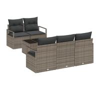 vidaXL Set Divano da Giardino a 6 Pezzi con Cuscini Grigi in Polyrattan