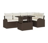 vidaXL Set di 6 divani da giardino con cuscini in polyrattan, mobili da esterno decorativi per balcone e terrazza