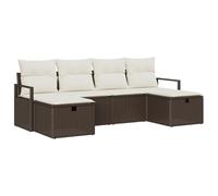 vidaXL Set Giardino 6 Pezzi di, Cuscini in Rattan Sintetico Marrone. È modulare, Resistente agli Agenti atmosferici e Perfetto per Esterni. può ospitare Fino a Cinque Persone, Ideale per Lounge su t