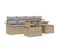 vidaXL Set Giardino 6 Pezzi in Rattan Sintetico Beige e Grigio Chiaro con Cuscini. Mobili Resistenti alle Intemperie per Patio, Balcone, Soluzione di Seduta Modulare e Terrazza Stagionale.