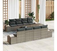 vidaXL Set Giardino 7 Pezzi con Cuscini in Rattan Sintetico Grigio