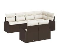 vidaXL Set di divani da Giardino 7 Pezzi con Cuscini in Rattan Poli da