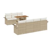 vidaXL Set di 8 divani da giardino con cuscini moderni beige rattan sintetico esterno per 6 posti tavolo solido in legno di acacia resistente alle intemperie mobili per patio e balcone divano sedia