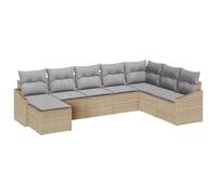 vidaXL Set di Divani da Giardino da 8 Pezzi con Cuscini Beige in Polyrattan Modulari Sediatura Esterna Mobili da Patio Divano Sezionale Divano 4 Posti Angolo Cuscino