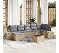 vidaXL Set Giardino 8 Pezzi con Cuscini Beige in Rattan, Polietilene e Acacia