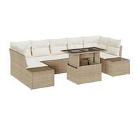 vidaXL Set di 8 divani da giardino con cuscino, beige, in polyrattan, per esterni, moderni, per terrazze, balconi, sedie ad angolo