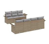 Set di divani da Giardino 8 Pezzi con Cuscini Beige polirattan, Divano da Giardino 2 posti con stoccaggio e Cuscini Beige polirattan