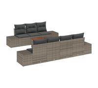 vidaXL Set Divano da Giardino 8 Pezzi con Cuscini Grigio Polyrattan Acacia