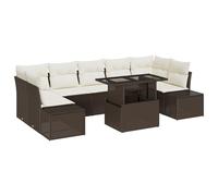 vidaXL Set di 8 divani da giardino con cuscino, marrone, in polyrattan, moderni, mobili da giardino per terrazze e balconi, divano ad angolo