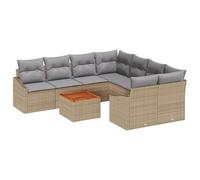 vidaXL Set Giardino 9 Pezzi con Cuscini Beige in Rattan Sintetico, Arredamento Moderno per Esterni, Posti a Sedere per 8 Persone, Salotto, Balcone, Pranzo, Lettino Modulare, Tavolo, per Esterni, Giar