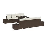 vidaXL Set Giardino 9 Pezzi con Cuscini Marroni in Rattan Sintetico. Mobili da Esterno per 8 Persone: Tavolo, Sedie, Patio, Terrazza, Lounge. Decorazione Moderna per Il Giardino.
