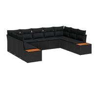 vidaXL Set Giardino 9 Pezzi con Cuscini, Rattan Nero e Acacia - Il Top per Il Tuo Patio! Questo Design modulare è Resistente all'Acqua, Super Comodo e Ideale per accogliere Cinque Persone. Ha Uno STI
