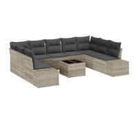 vidaXL Set Giardino con Divano a 10 Pezzi e Cuscini - Rattan Grigio in Poliestere. Arreda Il Tuo Patio o Balcone. È modulare, Comodo, Resistente ai Raggi UV e alla Moda, Perfetto per L'Estate!