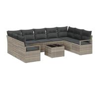 vidaXL Set Giardino con Divano a 5 Pezzi, Cuscini e Tavolo Modulare in Rattan Sintetico Grigio Chiaro. Arredamento Resistente alle intemperie, per Un Salotto Estivo Comodo e Contemporaneo.
