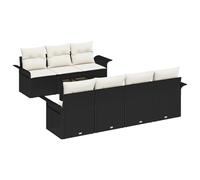 vidaXL Set di 8 divani da giardino con cuscino, colore nero, in polyrattan, per esterni, moderni, resistenti alle intemperie, alla moda, per divani, comodi sedili, rettangolari