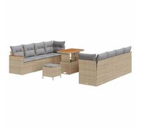vidaXL Set Giardino di 11 Pezzi con Cuscini Beige in Rattan Sintetico, Seduta Esterna con Piedi Regolabili, Design modulare per mobili da Patio, terrazze e Lounge