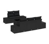 vidaXL Set Divano Modulare da Giardino di 6 Pezzi con Cuscini Nero Polyrattan per Relax e Intrattenimento all'Aperto. Sezionale 5 Arredamento Moderno Resistente alle Intemperie