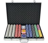 vidaXL Set Gioco Poker 1000 Chips Fiches Laser Valigetta Alluminio Gioco Carte