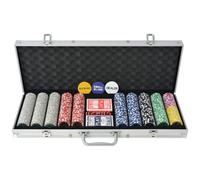 vidaXL Set Gioco Poker 500 Chips Fiches Laser Valigetta Alluminio Gioco Carte