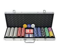 vidaXL Set Gioco Poker 500 Chips Fiches Laser Valigetta Alluminio Gioco Carte