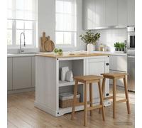 vidaXL Carrello da Cucina 2 pcs Bianco e Cera di Miele Pino Massello, Carrello per cucina, design rustico, tanto spazio, legno, utilità moderna, organizzazione interna, essenziale per la casa