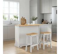 vidaXL Set isola da cucina 3 pcs Bianco e Cera di Miele Pino Massello