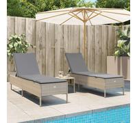 vidaXL Set Lettini Prendisole con Cuscini 3pz Marrone in Polyrattan