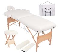 VIDAXL - Set Lettino Massaggio Pieghevole 2 Zone 10 Cm E Sgabello Bianco