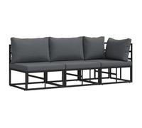 vidaXL Set Lounge da Esterno : 2 Divani Centrali + Angolo in Nero e Antracite, Struttura in Alluminio con Cuscini per Seduta Moderna, Finitura Rivestita in Polvere, Tessuto in Poliestere Grigio, Mobi