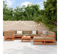 vidaXL Set Lounge da Giardino 10 pcs Marrone Cerato, Set lounge per esterni, modulari e moderni, divano e comode sedute in giardino e terrazzo