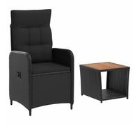 vidaXL Set Lounge da Giardino 2 pz Nero