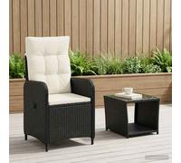 vidaXL Set Lounge da Giardino 2 pz Nero e Bianco Crema