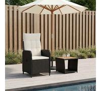 vidaXL Set Lounge da Giardino 2 pz Nero e Bianco Crema