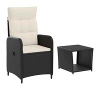 vidaXL Set Lounge da Giardino 2 pz Nero e Bianco Crema