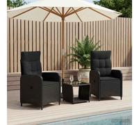 vidaXL Set Lounge da Giardino 3 pz Nero