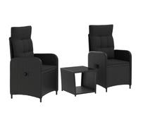 vidaXL Set Lounge da Giardino 3 pz Nero