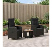 vidaXL Set Lounge da Giardino 3 pz Nero