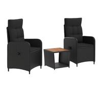 vidaXL Set Lounge da Giardino 3 pz Nero