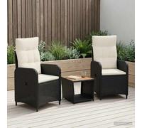 vidaXL Set Lounge da Giardino 3 pz Nero e Bianco Crema