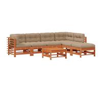 vidaXL Set lounge da giardino, 7 pezzi marrone lavaggio in legno di pino massiccio, set lounge da giardino, stile moderno, mobili multiuso, sedili robusti, sistemazione ideale per il relax
