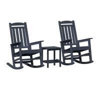 vidaXL Set Lounge Giardino 3 Pezzi Blu Navy HDPE, Sedia Dondolo Blu Navy 70x92x108 cm HDPE, Tavolo Laterale Blu Navy 38x38x46 cm HDPE