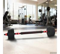 vidaXL Set Manubri e Bilanciere 2-in-1 20 kg Nero e Rosso