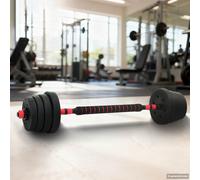 vidaXL Set Manubri e Bilanciere 2-in-1 30 kg Nero e Rosso