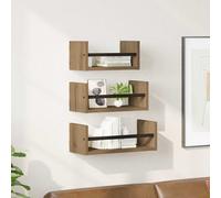vidaXL Set mensole da parete 3 pcs Rovere artigianale 40x16x14cm